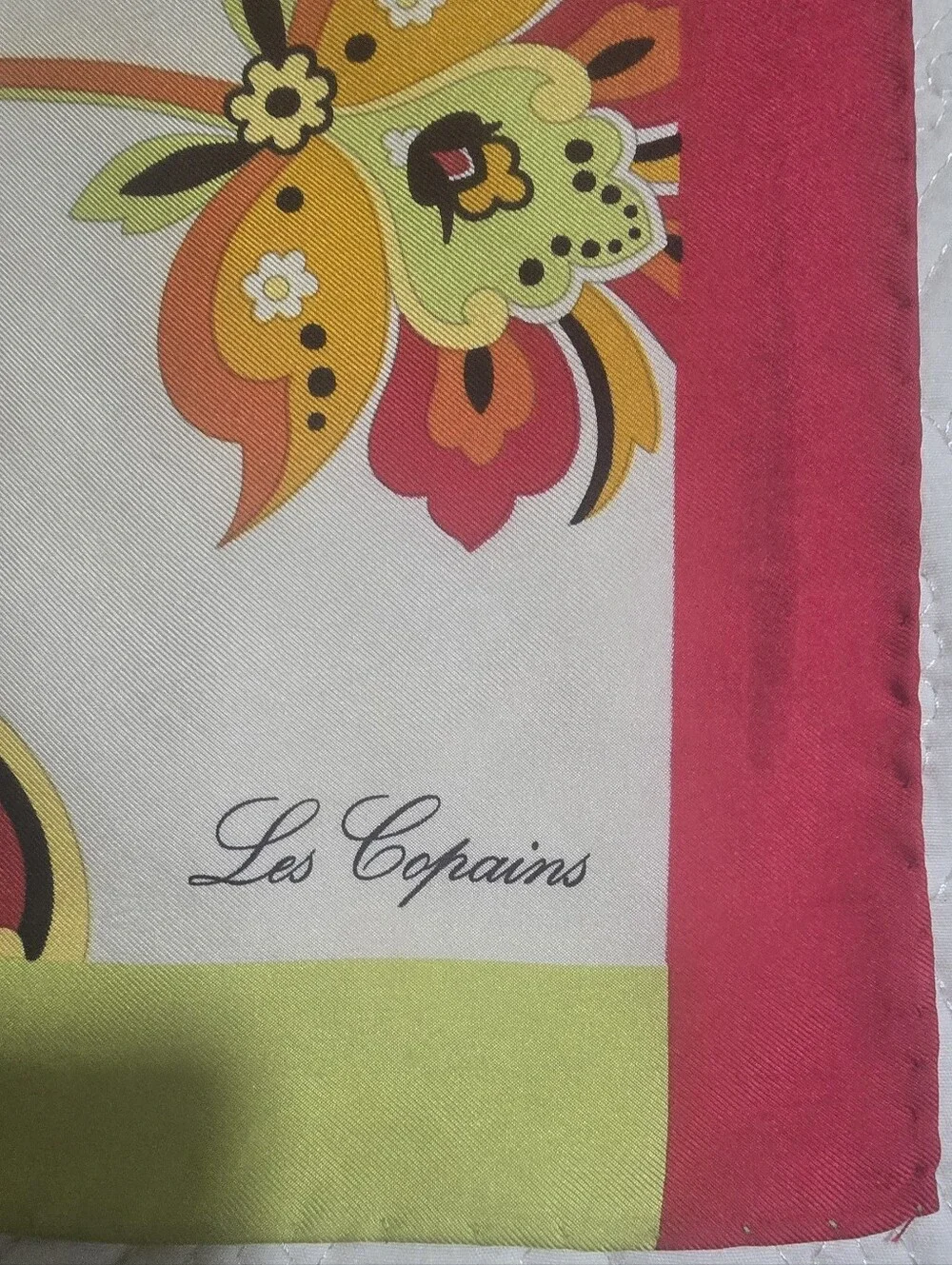 Les Copains 100% SILK Scarf, Vibrant Multicolor 35x35